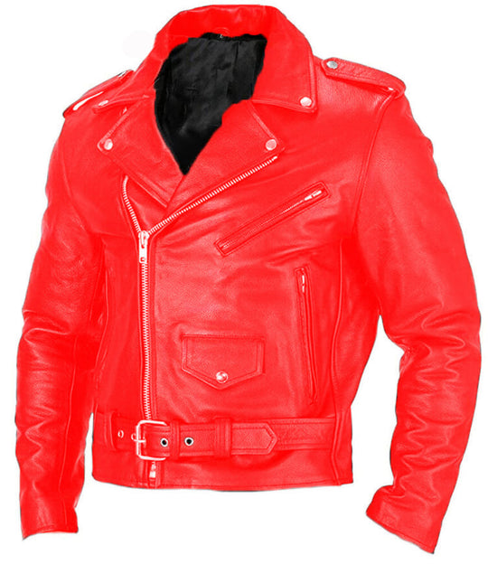 Herren Bikerjacke aus Leder mit asymmetrischem Reißverschluss R&B