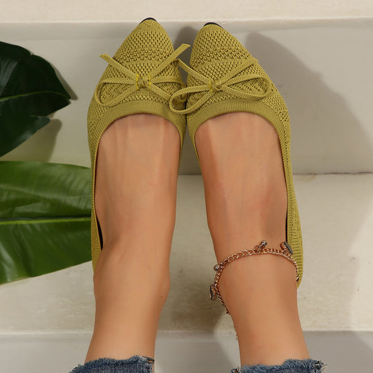 Damen elegante Ballerinas mit stylischem Schleifen-Detail aus atmungsaktivem Gewebe R&B