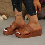 Damen Wedge-Pantoletten mit geflochtenen Riemen und ergonomischer Fußbettgestaltung R&B