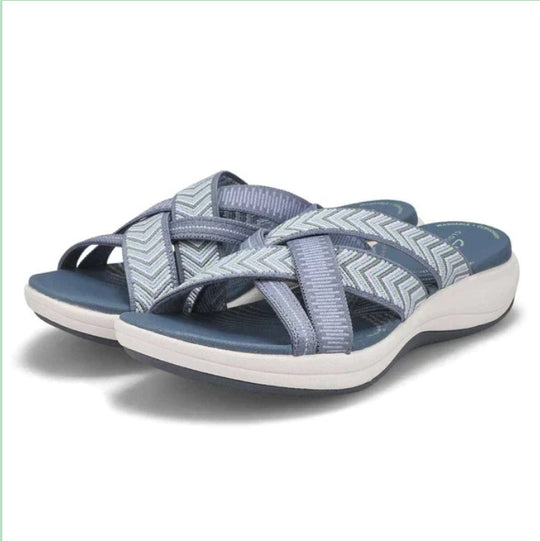 Damen bequeme Riemensandalen mit elastischen Trägern und komfortabler Dämpfung R&B
