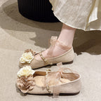 Damen Ballerinas mit floralem Design und eleganter Bandverzierung R&B