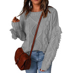Damen Grobstrickpullover mit überschnittenen Schultern und elastischen Bündchen R&B