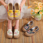 Damen klassische Espadrilles mit handgestickten Blumenmotiven