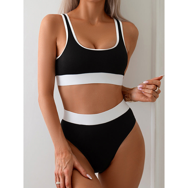 Damen hochgeschnittenes Bikini-Set mit sportlichem Design R&B