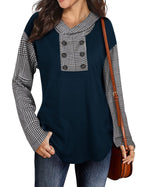 Damen Casual Pullover mit asymmetrischem Kragen und gestreiften Ärmeln R&B