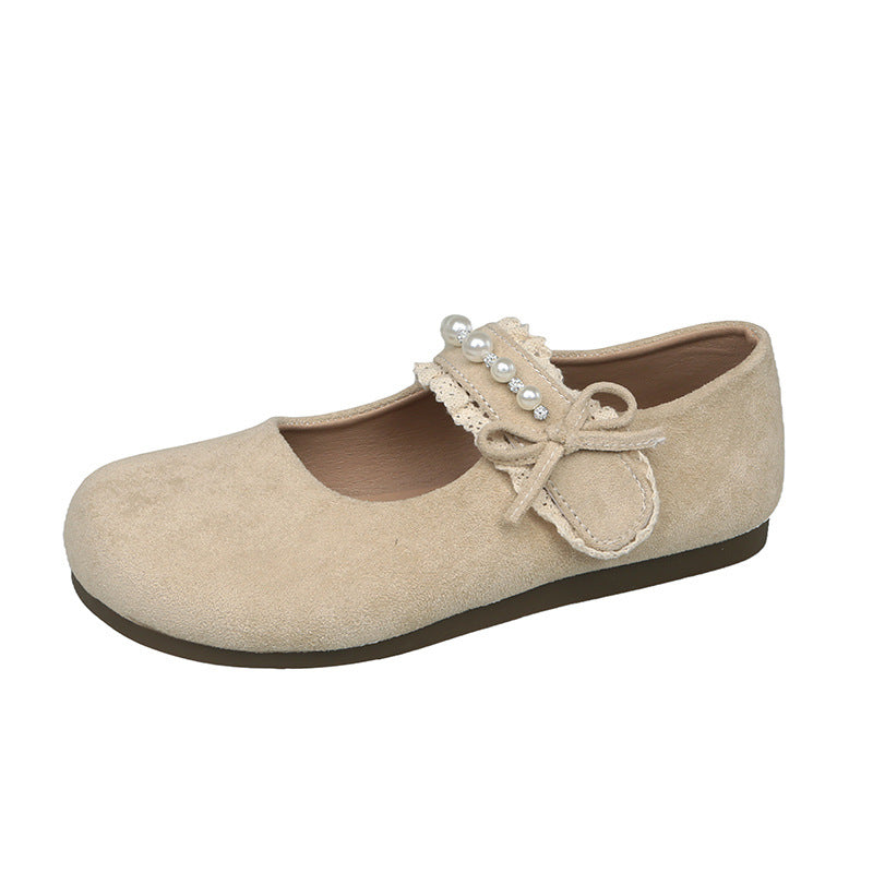 Damen Ballerina mit elegantem Schleifenverzierung und hochwertiger Plüschoberfläche R&B
