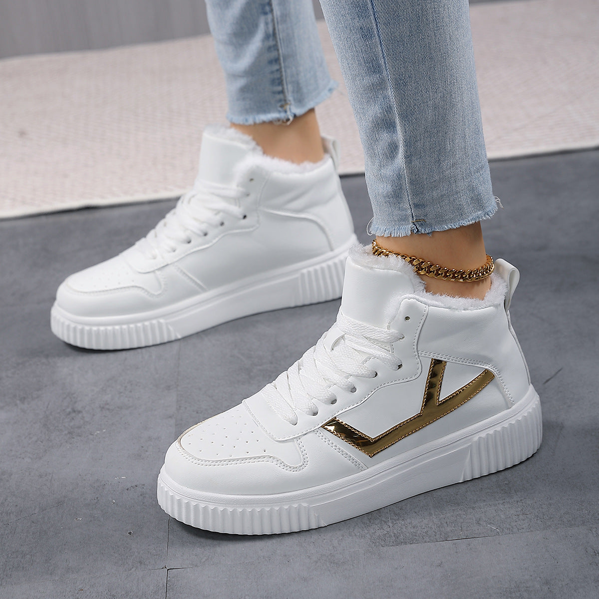 Damen Hohe Sneaker mit warmem Futter und rutschfester Sohle