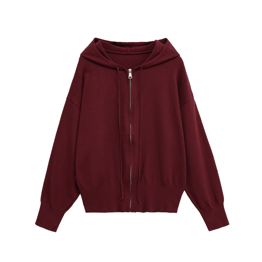Damen lässige Kapuzenjacke mit Reißverschluss R&B