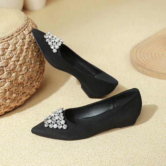 Damen elegante Ballerinas mit funkelndem Schmuckelement R&B