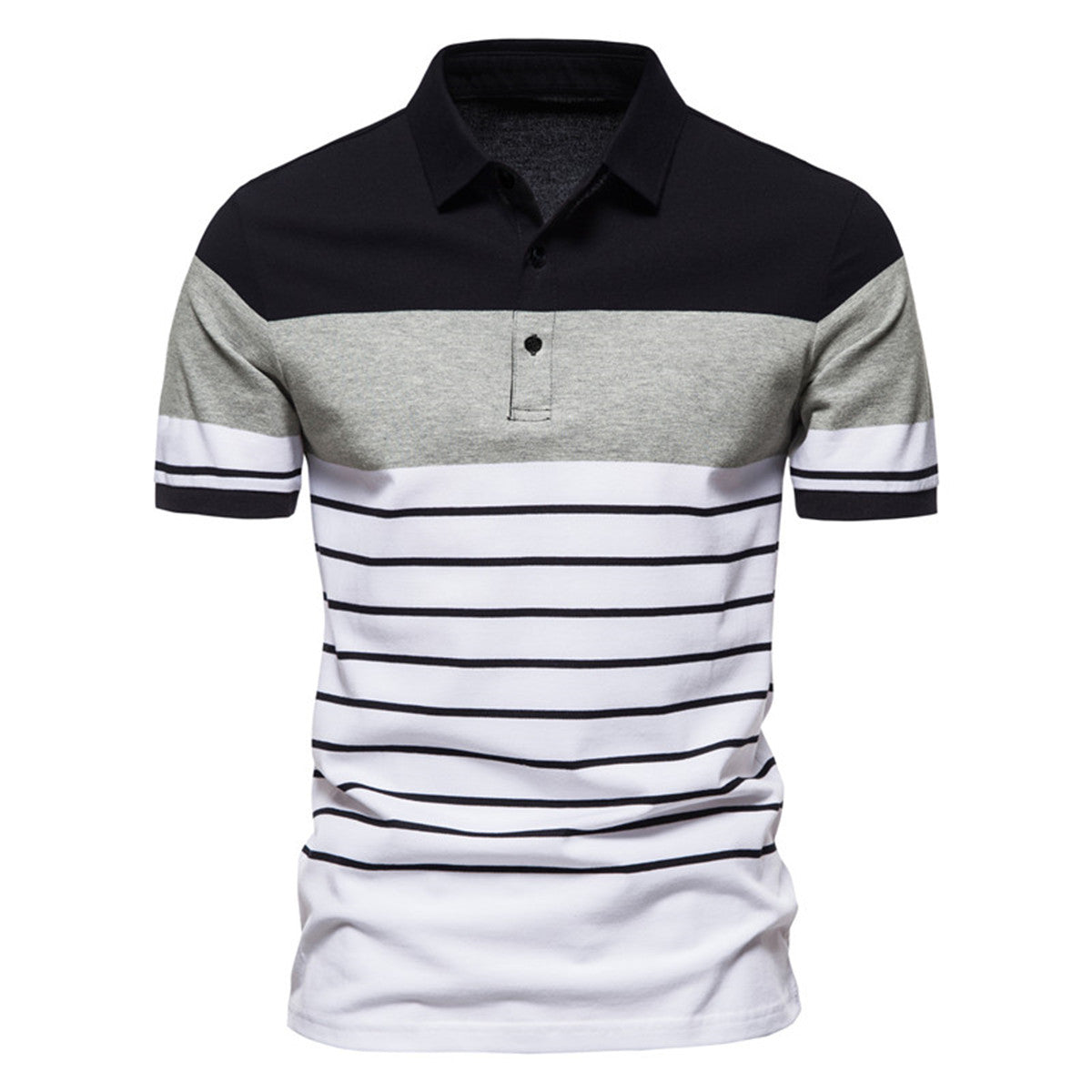 Herren Polo-Shirt mit modernem Streifenmuster und hochwertiger Baumwolle