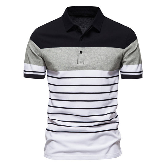 Herren Polo-Shirt mit modernem Streifenmuster und hochwertiger Baumwolle R&B