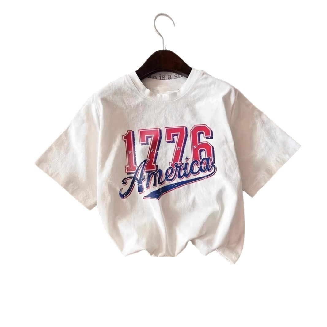 Damen lässiges T-Shirt mit auffälligem Vintage-Print R&B