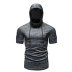 Herren kurzärmliges Sportoberteil mit Kapuze aus atmungsaktivem Material