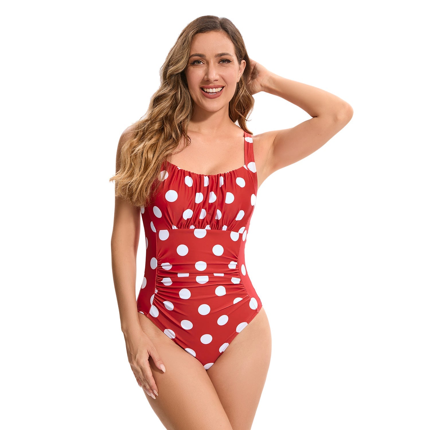 Damen Einteiliger Badeanzug mit modischen Rüschendetails R&B