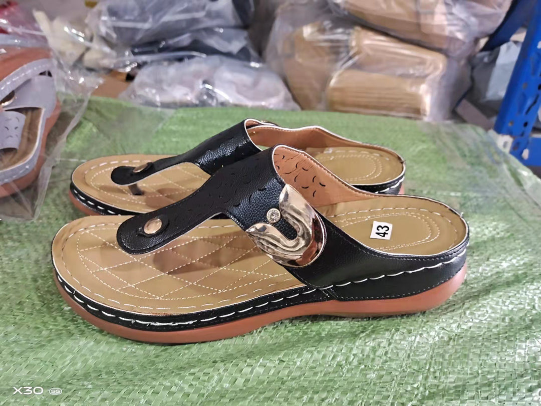 Damen Orthopädische Zehentrenner-Sandalen mit modischen Schnallen und anatomischer Fußbettung R&B