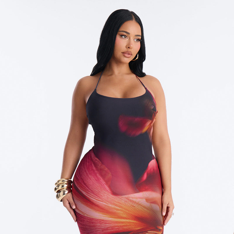 Damen Maxikleid mit aufregendem Blumenmuster und elegantem Schnitt R&B