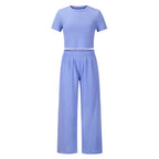 Damen Komfortables Baumwoll-Crop-Top mit weiter Hose R&B