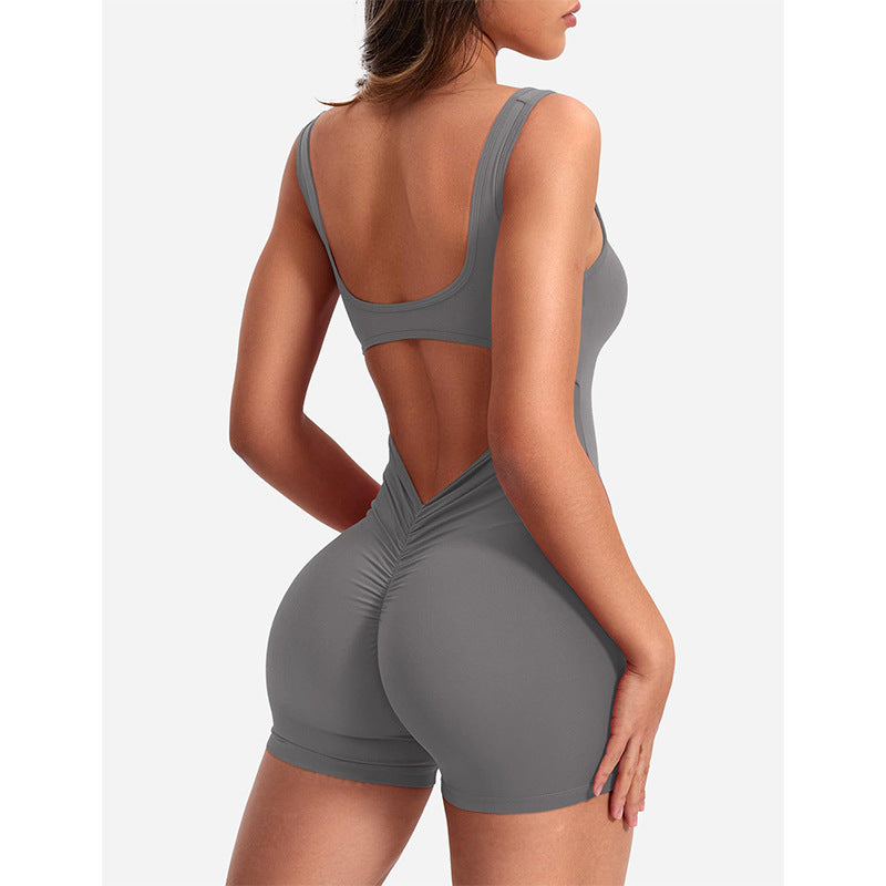 Damen Sportlicher Jumpsuit mit Rückenausschnitt und figurformendem Design R&B