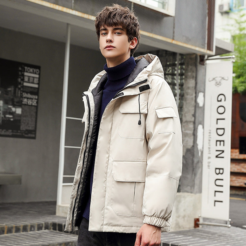 Herren wetterfeste Utility-Jacke mit Kapuze und Taschen R&B