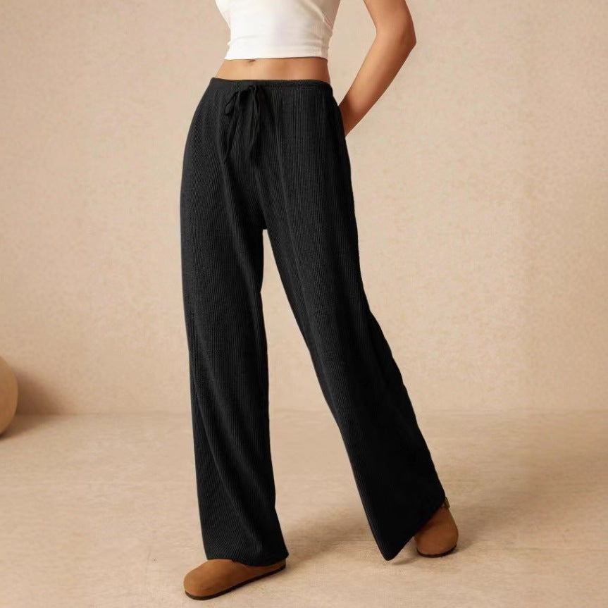 Damen weite Baumwoll-Haremshose mit hoher Taille und praktischem Kordelzug R&B