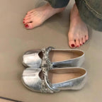 Damen modische Ballerinas mit dekorativem Riemchen und hochwertigem Innenfutter R&B
