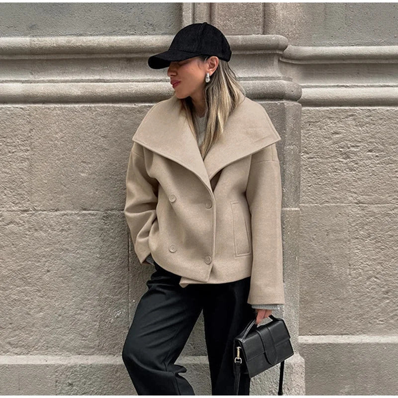 Damen Oversize Wollmantel