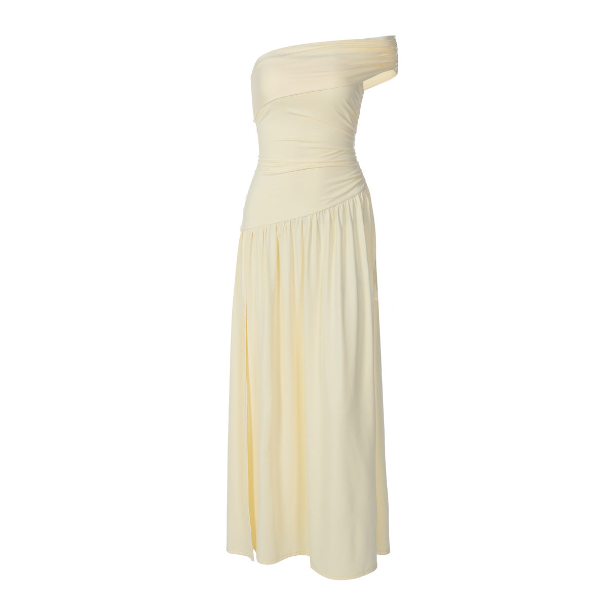 Damen Elegantes Maxi-Kleid mit asymmetrischem Träger und seitlichem Schlitz R&B