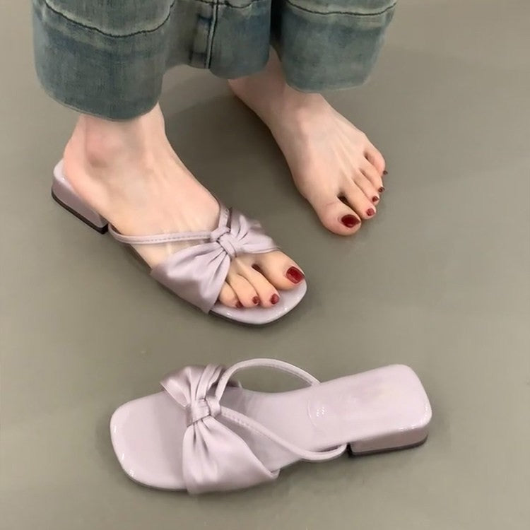 Damen elegante Riemchen-Pantoletten mit modischem Knoten-Design R&B