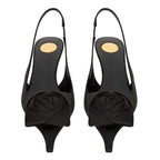 Damen elegante Slingback Pumps mit raffiniertem Blumendetail R&B