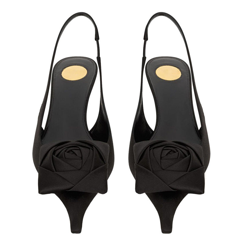 Damen elegante Slingback Pumps mit raffiniertem Blumendetail R&B