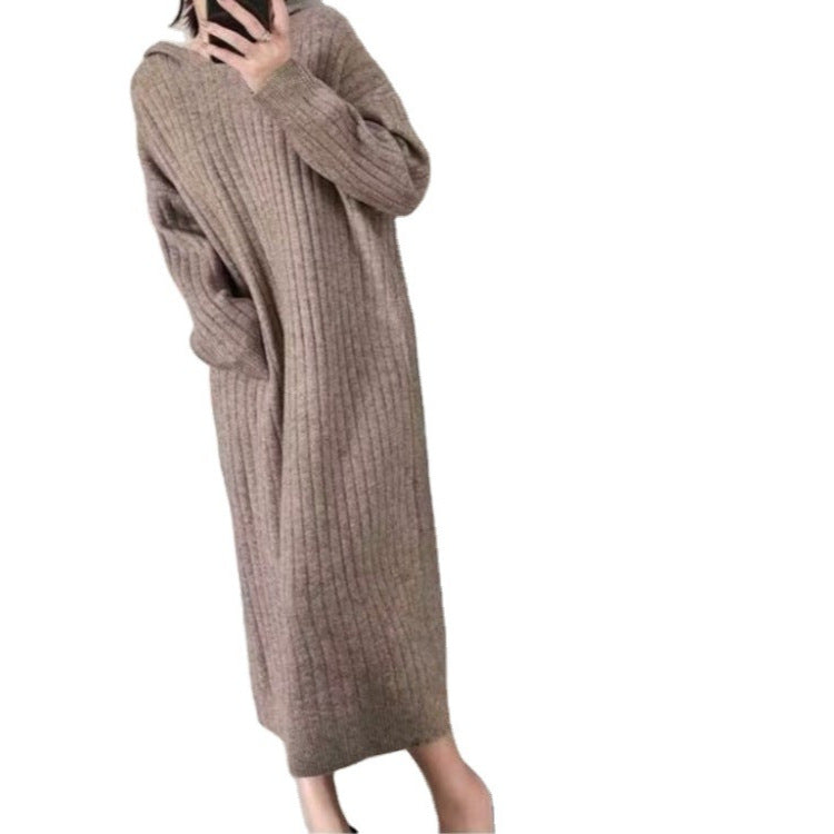 Damen Strickkleid mit geripptem Design und lässigem Schnitt R&B