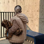 Damen Grobstrick-Hoodiejacke mit oversized Passform und tiefem Kragen R&B