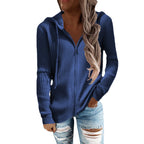 Damen Strickjacke mit Kapuze und Rippstruktur R&B