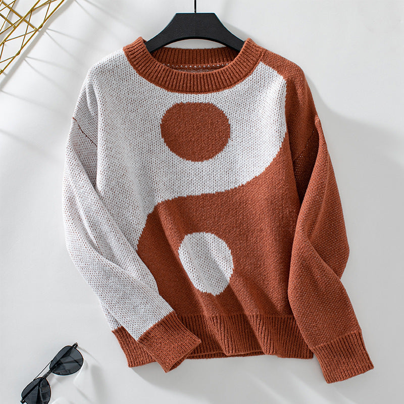 Damen modischer Pullover mit Yin-Yang-Motiv