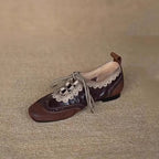 Damen elegante Schnürschuhe mit modischem Wellenmuster und feiner Ziernaht R&B