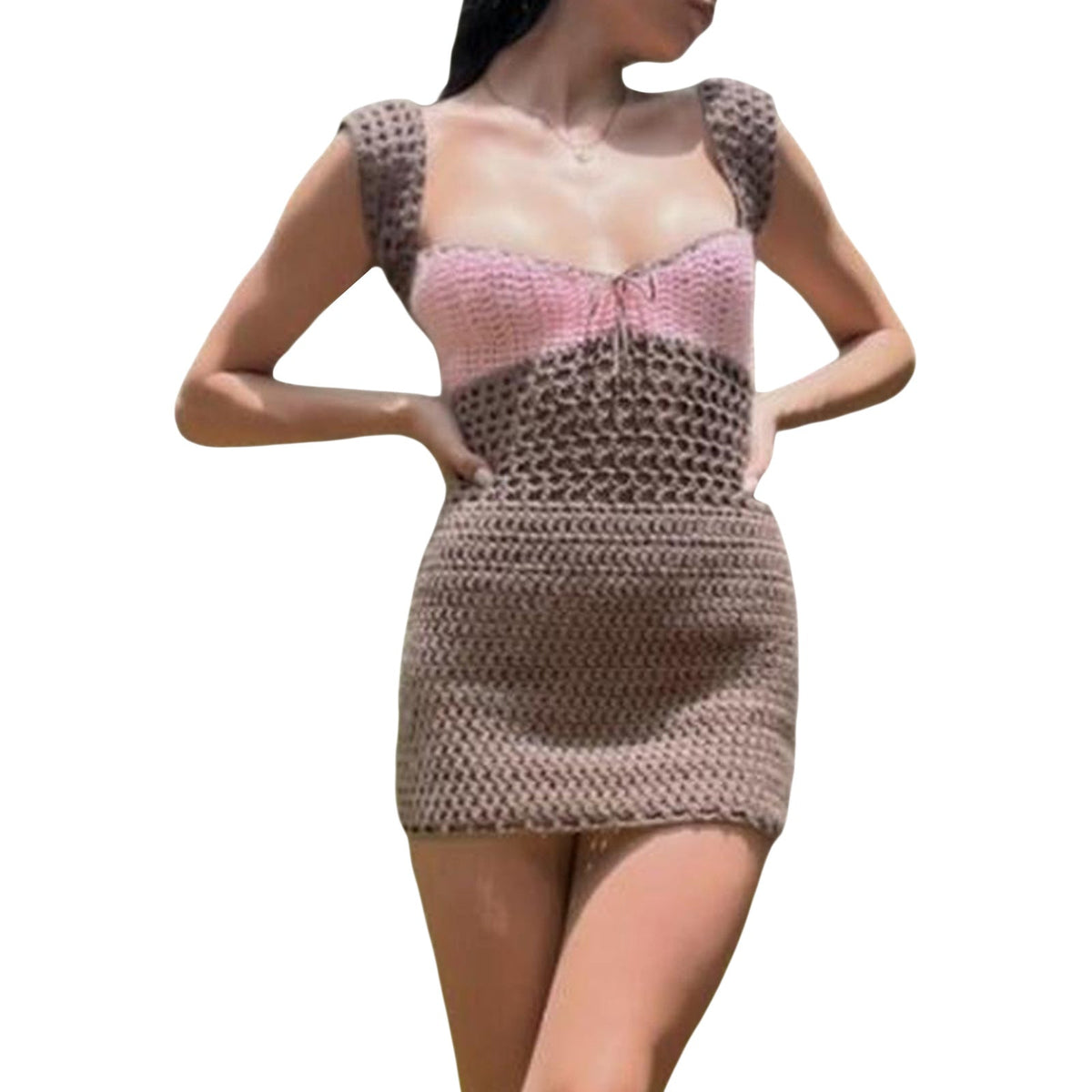 Damen Häkelkleid mit innovativem Muster R&B