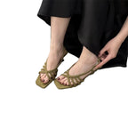 Damen Elegante Slingback-Sandalen mit quadratischer Zehenpartie und geschicktem Riemendesign R&B