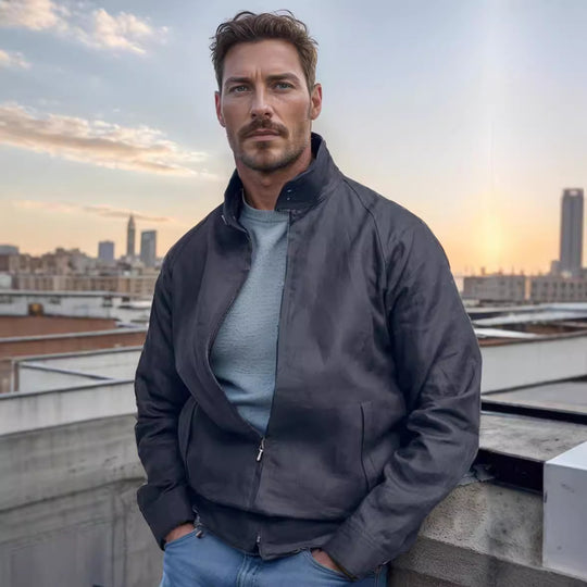 Herren leichte Übergangsjacke mit modernem Stehkragen R&B