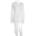 Damen asymmetrisches Wickeloberteil mit dekorativem Knoten R&B