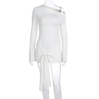 Damen asymmetrisches Wickeloberteil mit dekorativem Knoten R&B