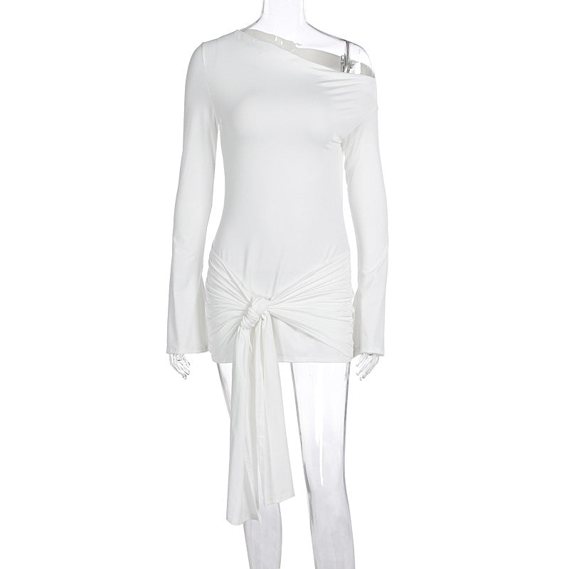 Damen asymmetrisches Wickeloberteil mit dekorativem Knoten R&B