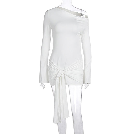 Damen asymmetrisches Wickeloberteil mit dekorativem Knoten R&B