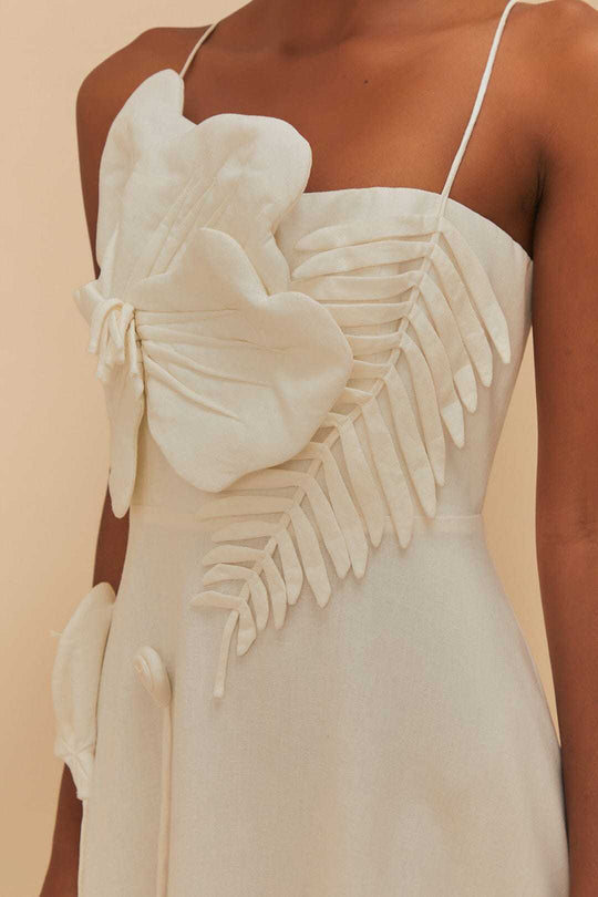 Damen Midi-Kleid mit kunstvollen Rüschendetails und verstellbaren Spaghettiträgern R&B