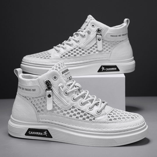 Damen modische High-Top Sneakers mit atmungsaktivem Netzdesign und rutschfester Laufsohle R&B