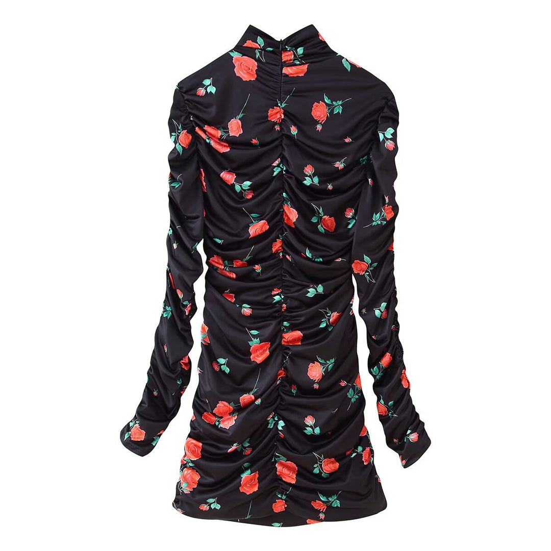 Damen elegantes Rüschenoberteil mit hohem Kragen R&B