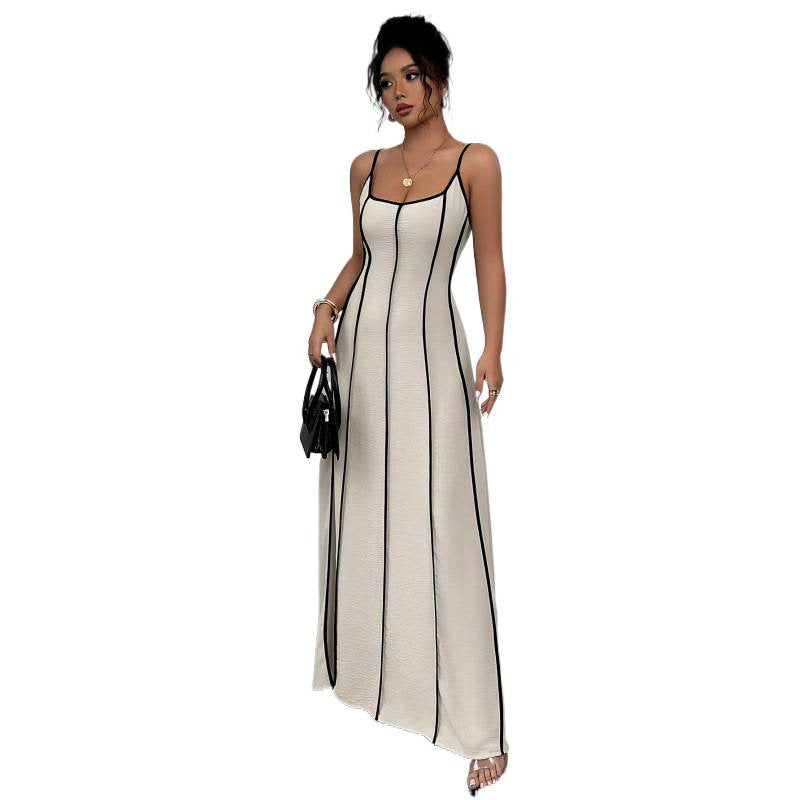 Damen Maxikleid mit einzigartigem Rückenausschnitt und nahtloser Struktur R&B