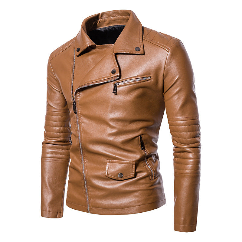 Herren stylische Bikerjacke mit asymmetrischem Reißverschluss und praktischen Taschen R&B