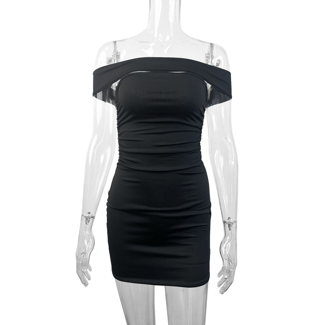 Damen Asymmetrisches Minikleid mit komfortabler Raffung und schulterfreiem Design R&B