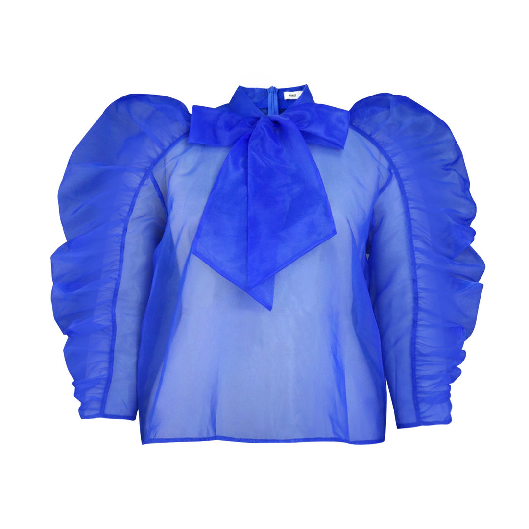 Damen elegantes Oberteil mit voluminösen Rüschenärmeln R&B