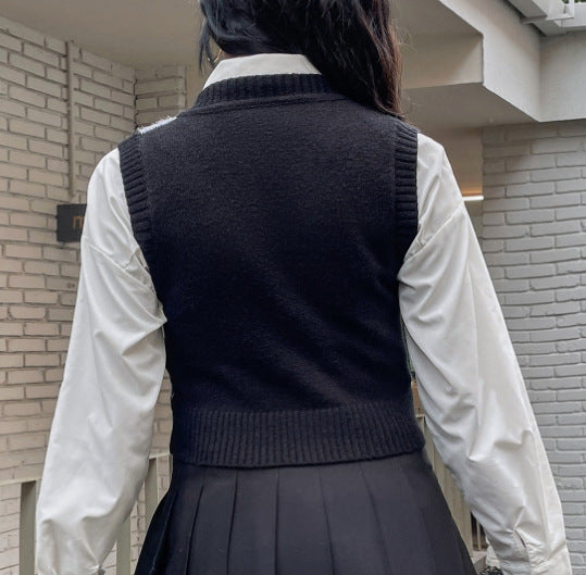 Damen Strickweste mit kreativem Totenkopf-Muster R&B